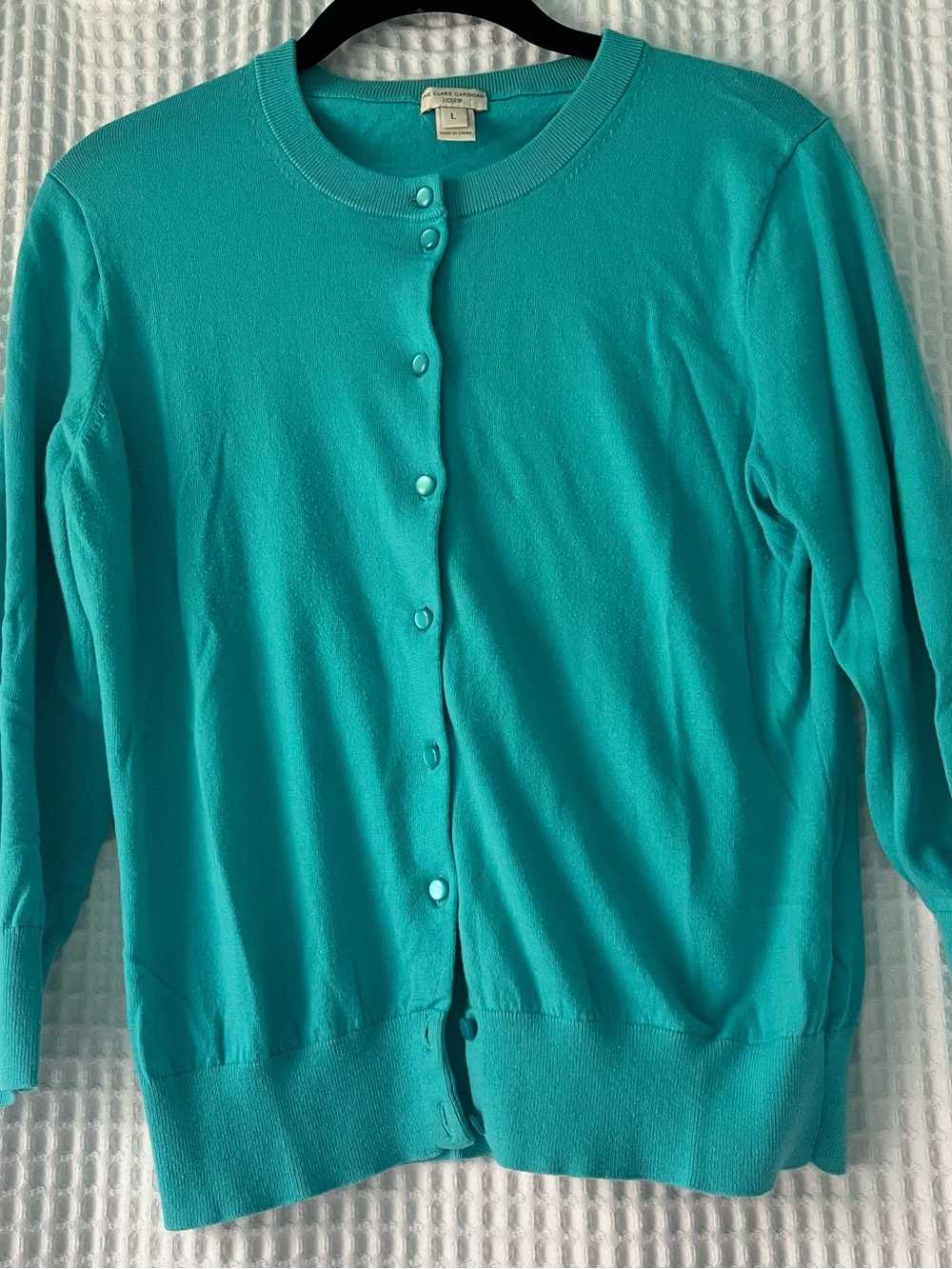 J. Crew Factory Teal Crewneck Button Cardigan